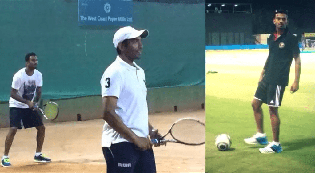 KL Rahul playing tennis & football