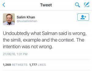 Salim Khan apologises for Salman Khan