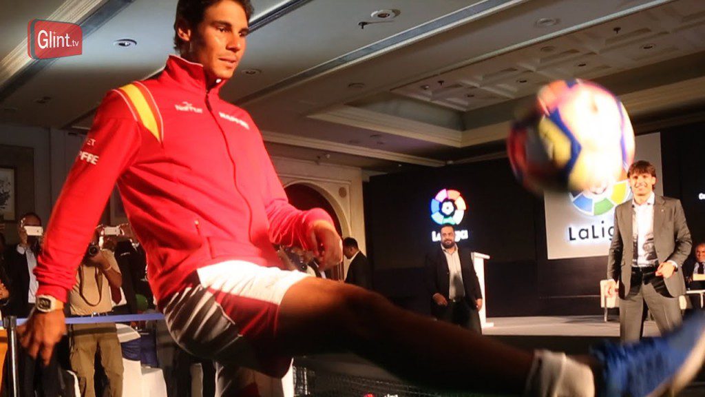 Rafael Nadal playing Tennis Football as La Liga opens its Indian office 
